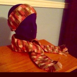 Handmade Pink Camo Crocheted Scarf & Headband